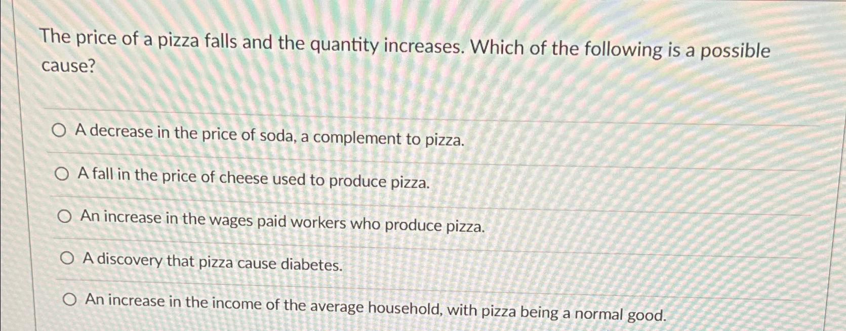 Solved The price of a pizza falls and the quantity | Chegg.com