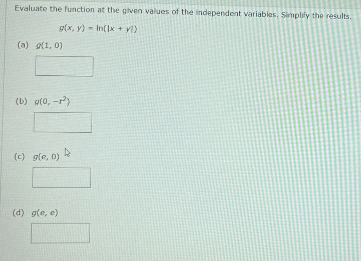 Solved Evaluate the function at the given values of the | Chegg.com