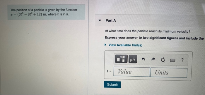 Solved The position of a particle is given by the function * | Chegg.com