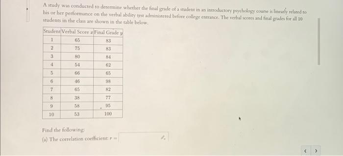 Solved A study was conducted to determine whether the final | Chegg.com