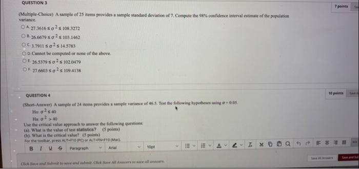 Solved QUESTION 3 7 points variance (Multiple-Choice) A | Chegg.com