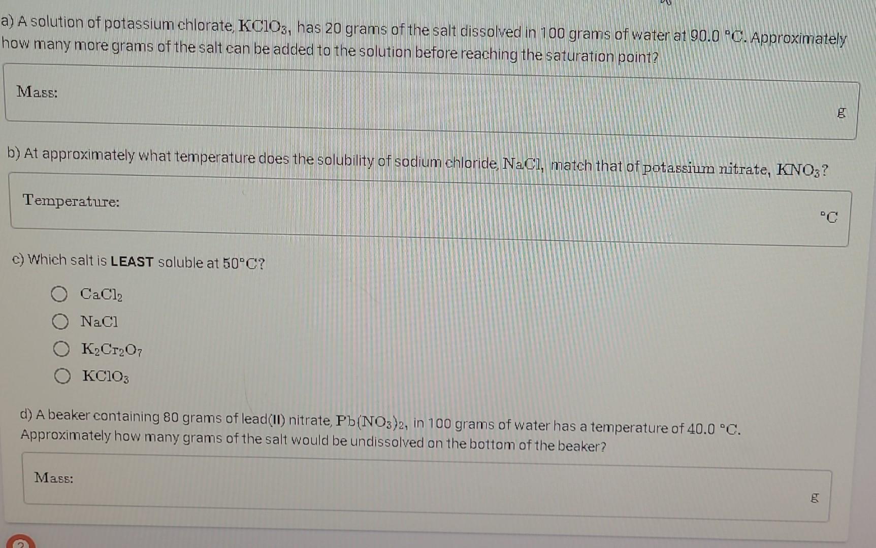 Solved A A Solution Of Potassium Chlorate Kclo3 Has 8927