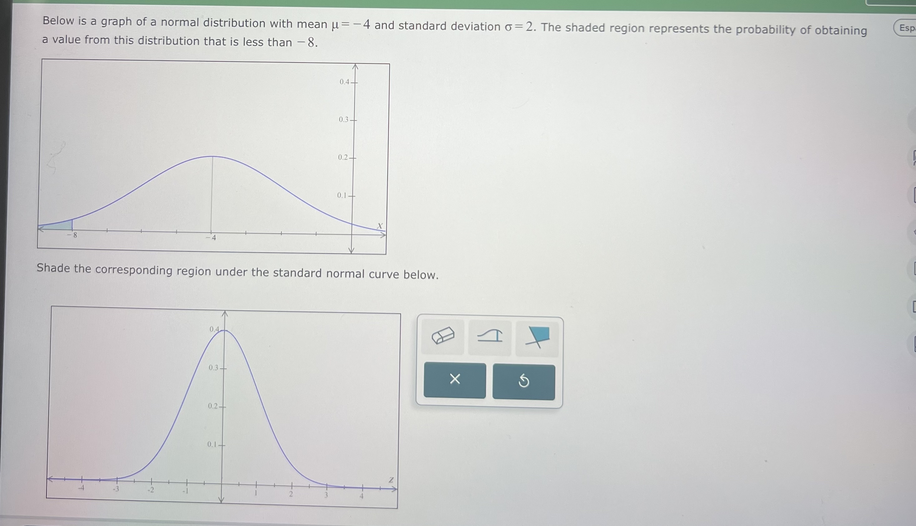 Solved Below is a graph of a normal distribution with mean | Chegg.com
