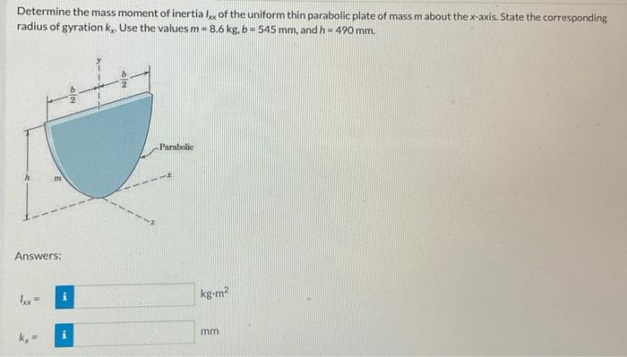 Solved Determine the mass moment of inertia Ixx of the | Chegg.com
