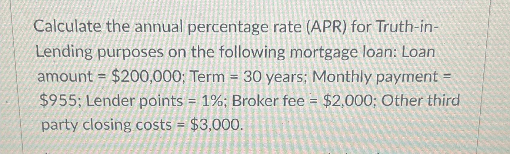 Solved Calculate the annual percentage rate (APR) ﻿for | Chegg.com