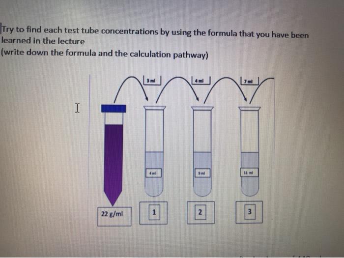 Solved 1. Try to find each test tube concentrations by using