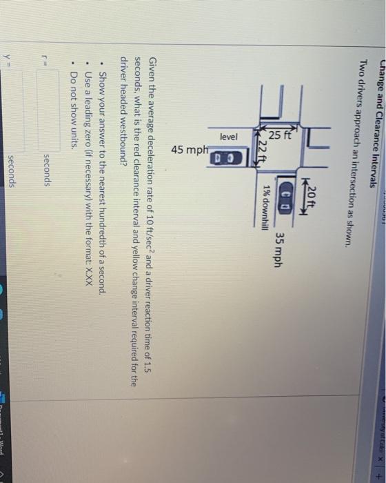 Solved change and Clearance Intervals Two drivers approach | Chegg.com