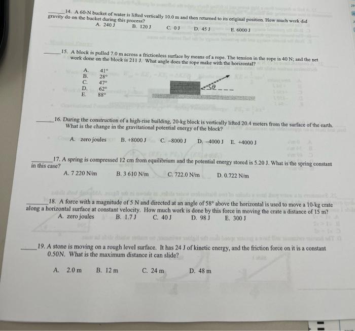 Solved 14. A 60−N bucket of water is lifted vertically 10,0