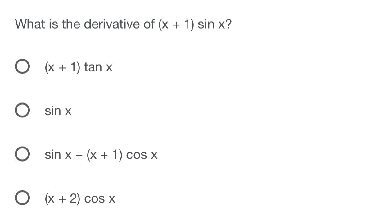 find the derivative of x tanx sinx cosx