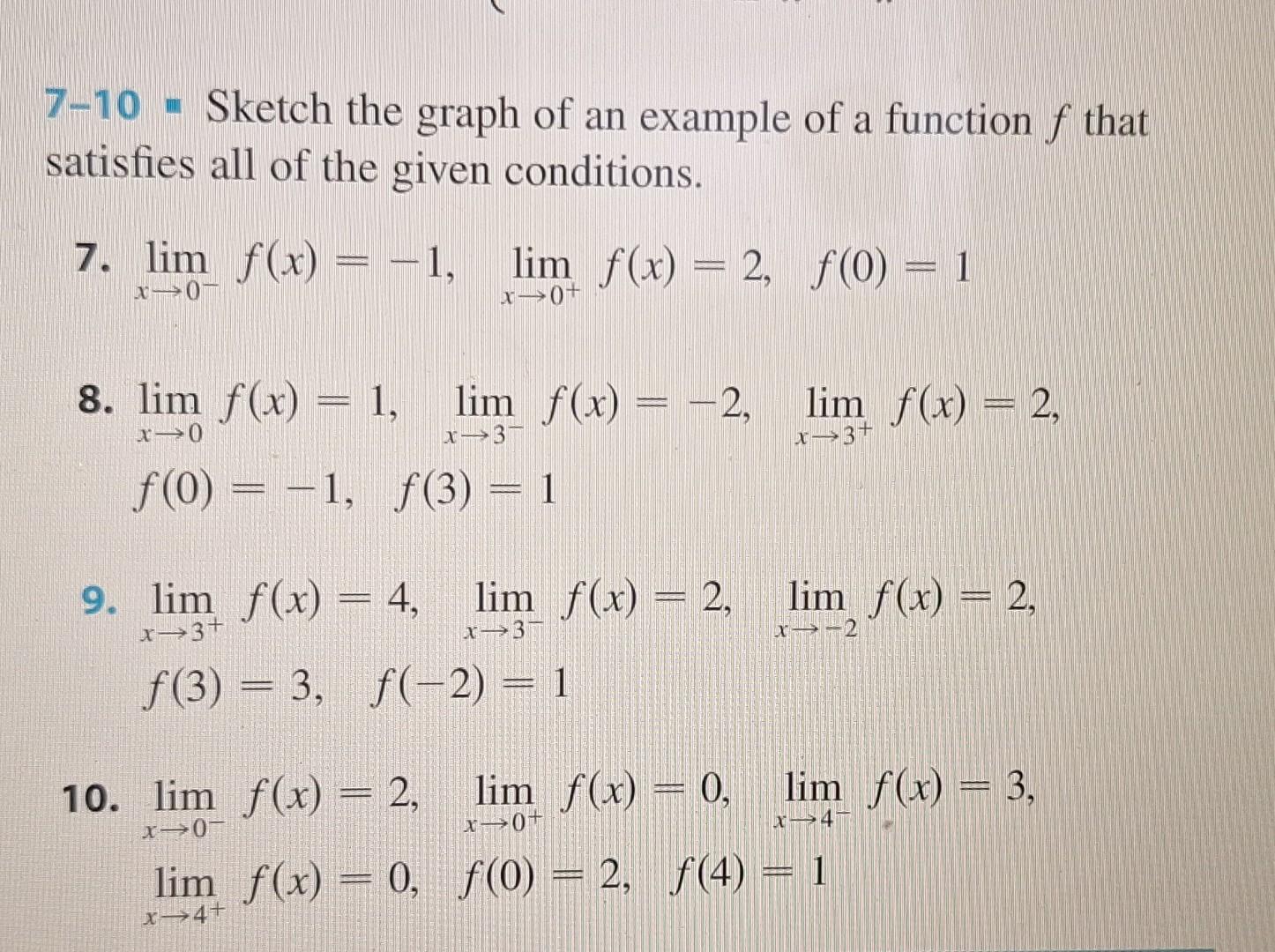 Solved 7-10 - Sketch the graph of an example of a function f | Chegg.com