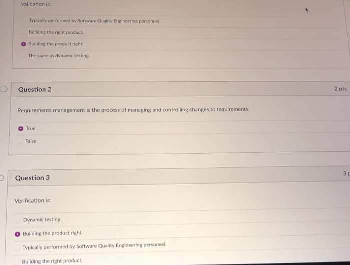 Solved Validation is: Typically performed by Software | Chegg.com