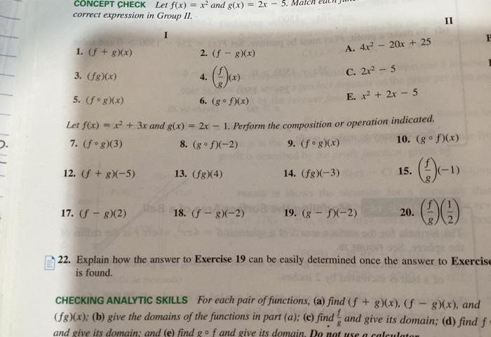 Solved CONCEPT CHECK Let F(x)=x2 And G(x)=2x−5. Match | Chegg.com