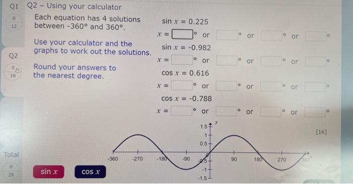 Q1 Q2 - Using your calculator