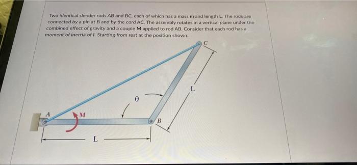 Solved Two Identical Slender Rods AB And BC, Each Of Which | Chegg.com