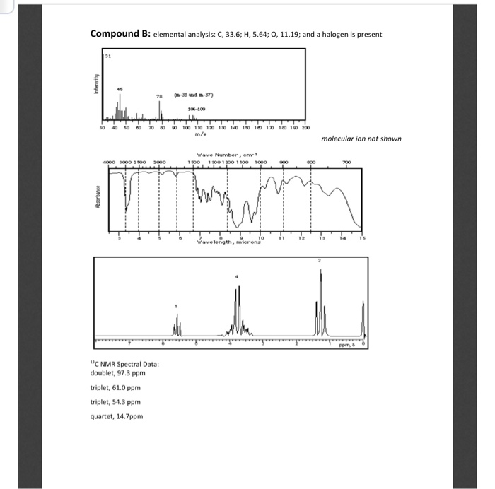 Solved Compound B: Elemental Analysis: C, 33.6; H, 5.64; 0, | Chegg.com