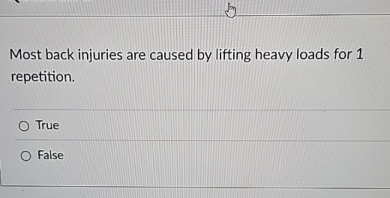 Heavy Loads Questions Solved Most back injuries are caused by lifting heavy loads | Chegg.com