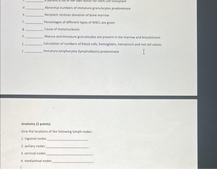 Solved Pathology 45 Points Match The Following Conditions 3766