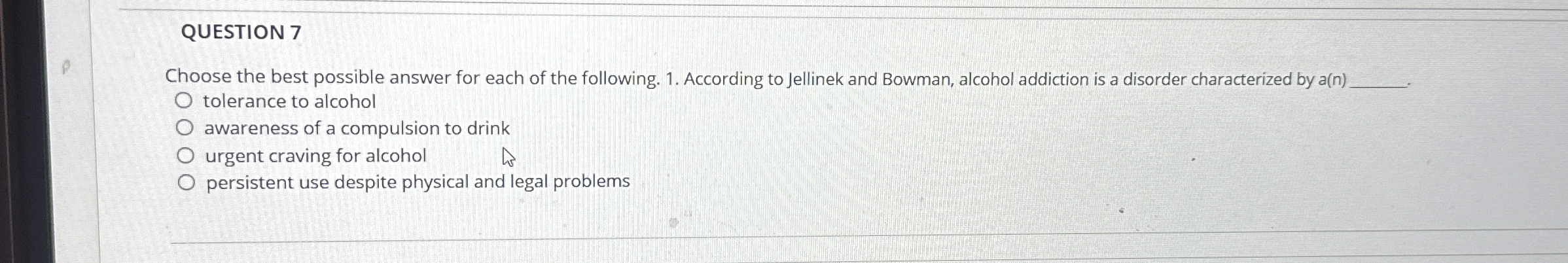 Solved QUESTION 7Choose the best possible answer for each of | Chegg.com