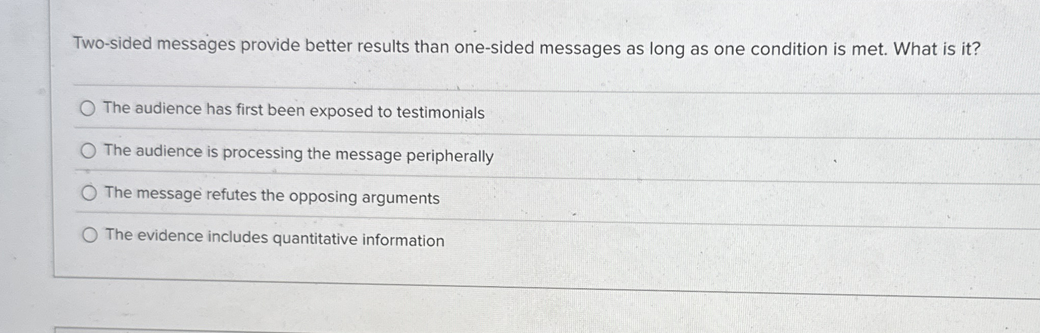 Solved Two-sided messages provide better results than | Chegg.com