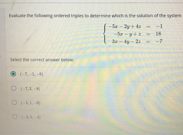 Solved Evaluate the following ordered triples to determine | Chegg.com