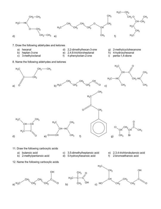 nomenclature of organic compounds practice