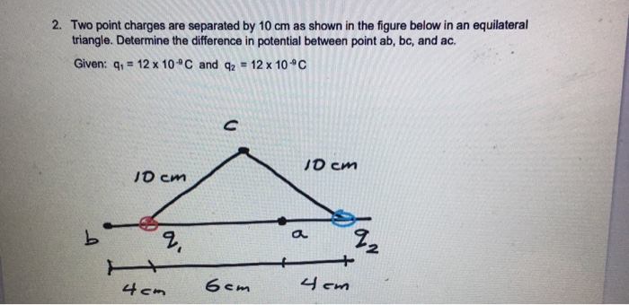 Solved 2. Two point charges are separated by 10 cm as shown | Chegg.com