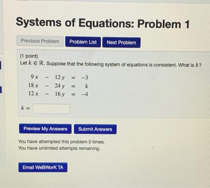Solved Systems of Equations: Problem 1 Previous Problem | Chegg.com