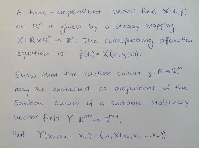 Solved timedependent vector field, projections of solution