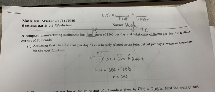 Solved Math 135 Winter - 1/14/2020 Sections 2.2 & 2.3 | Chegg.com