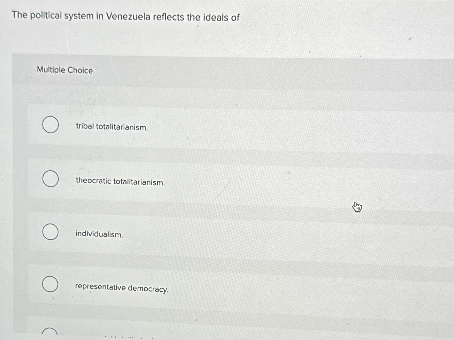 Solved The political system in Venezuela reflects the ideals | Chegg.com