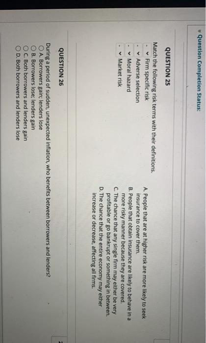 Solved Question Completion Status: QUESTION 25 Match the | Chegg.com