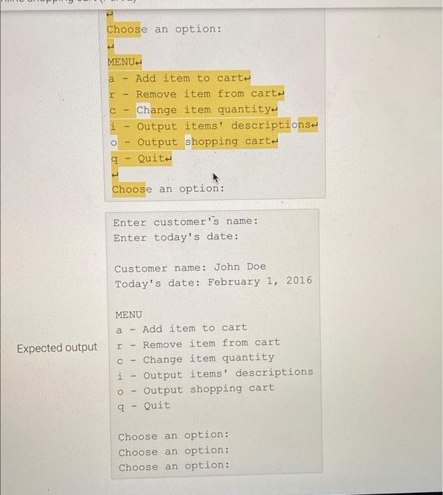 Solved confused on why my code is not outputing certain | Chegg.com