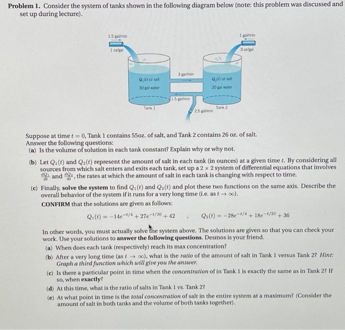 Solved Problem 1. Consider the system of tanks shown in the | Chegg.com