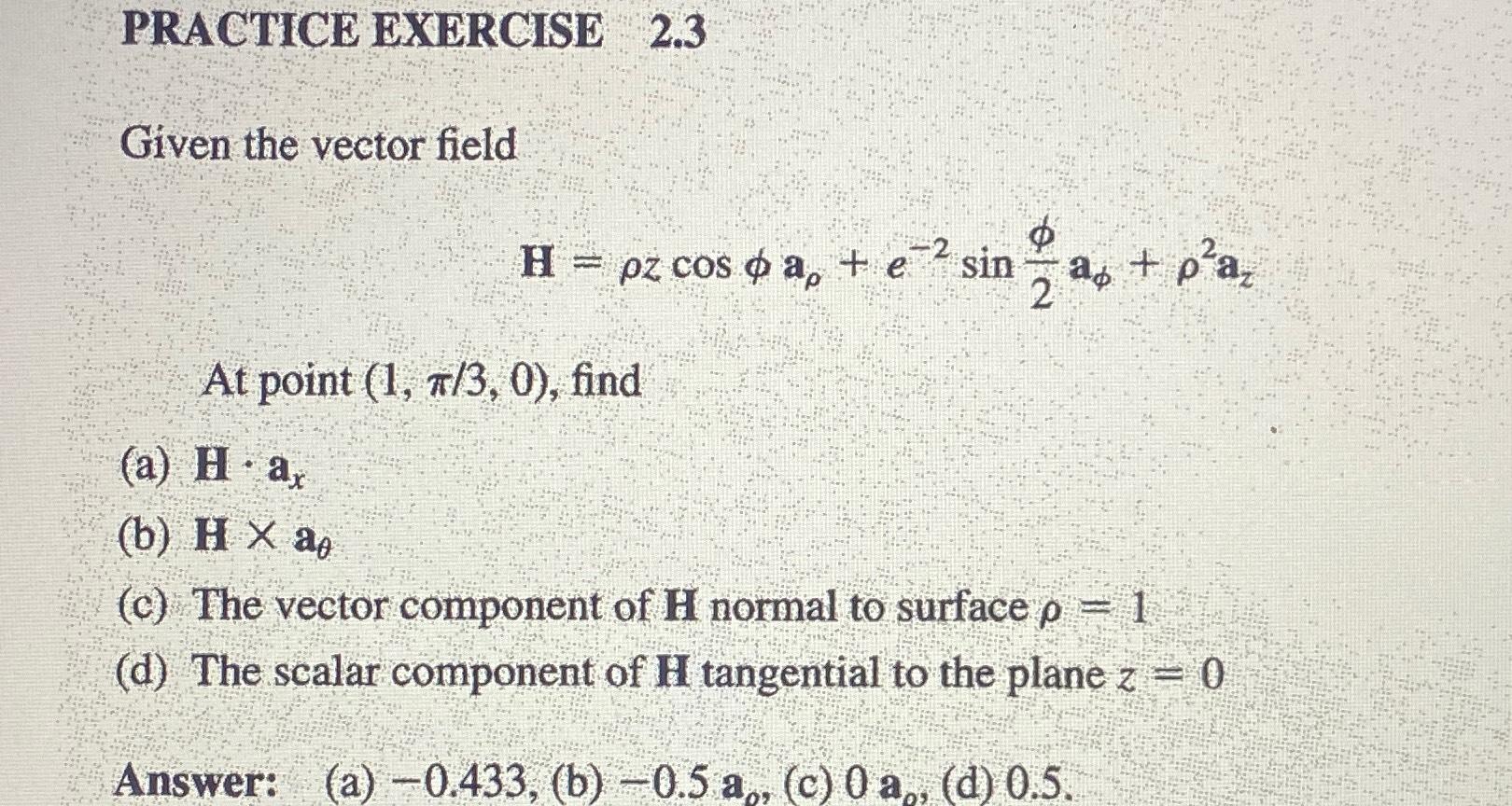 Solved PRACTICE EXERCISE ,2.3Given the vector | Chegg.com