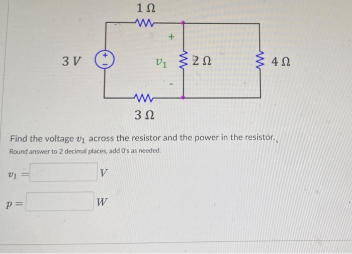 Solved Find The Voltage V1 Across The Resistor And The Power | Chegg.com