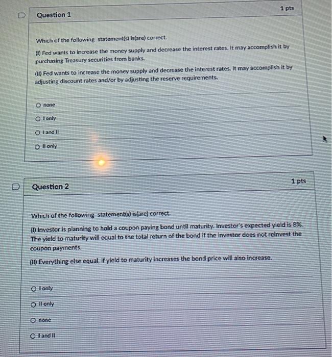 Solved 1 pts D Question 1 Which of the following | Chegg.com