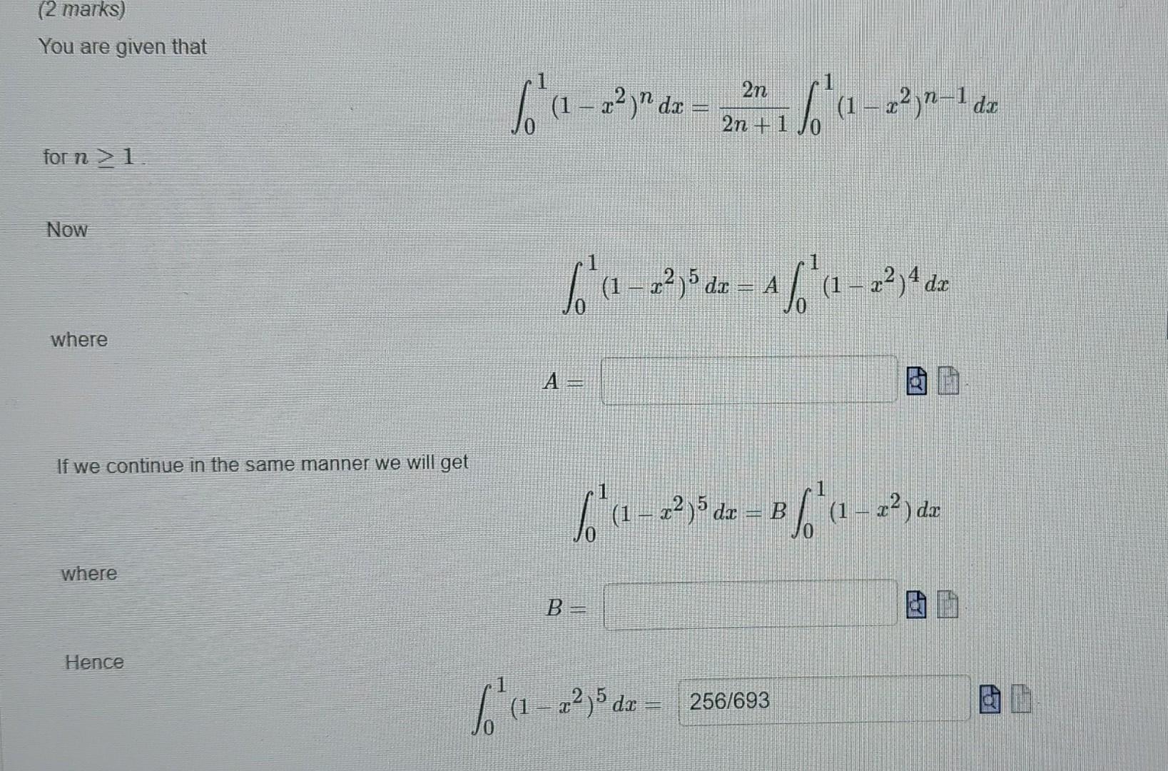 Solved You Are Given That ∫01 1−x2 Ndx 2n 12n∫01 1−x2 N−1dx