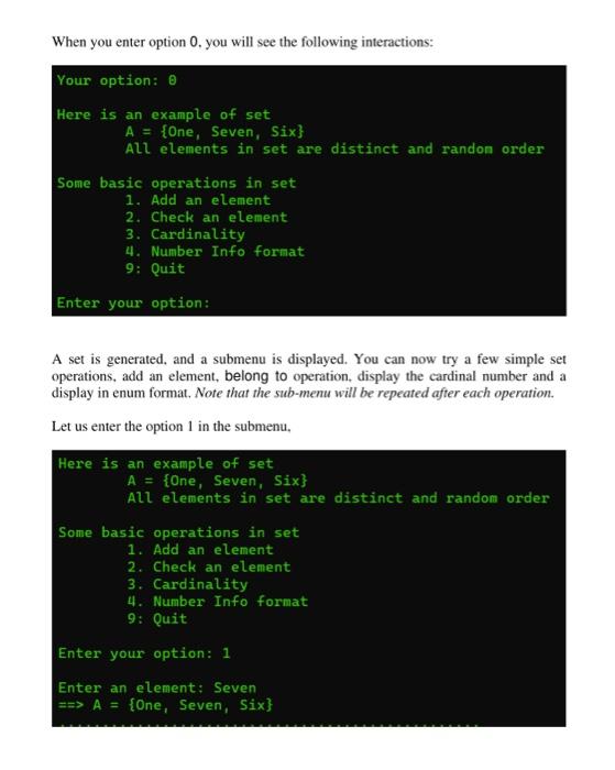Solved Sone basic operations in set 1. Add an element 2. | Chegg.com