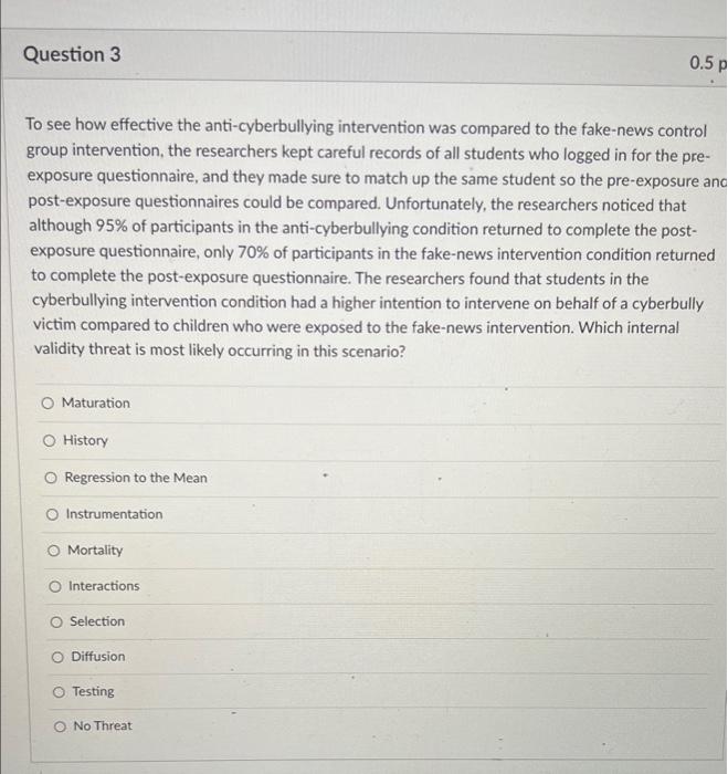 Solved Question 3 0.5 p To see how effective the | Chegg.com