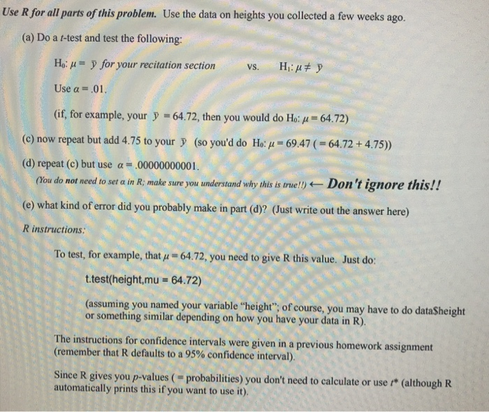 R Problems File Examples Solved Use R for all parts of this problem. Use the data on | Chegg.com