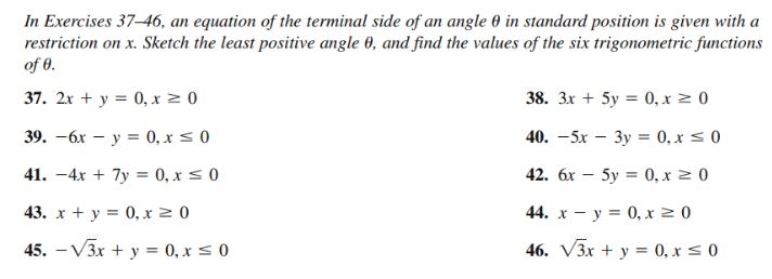 Solved In ﻿Exercises 37-46, an ﻿equation of ﻿the terminal | Chegg.com