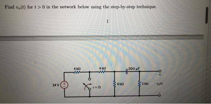 Find vo(t) for t>0 in the network below using the | Chegg.com