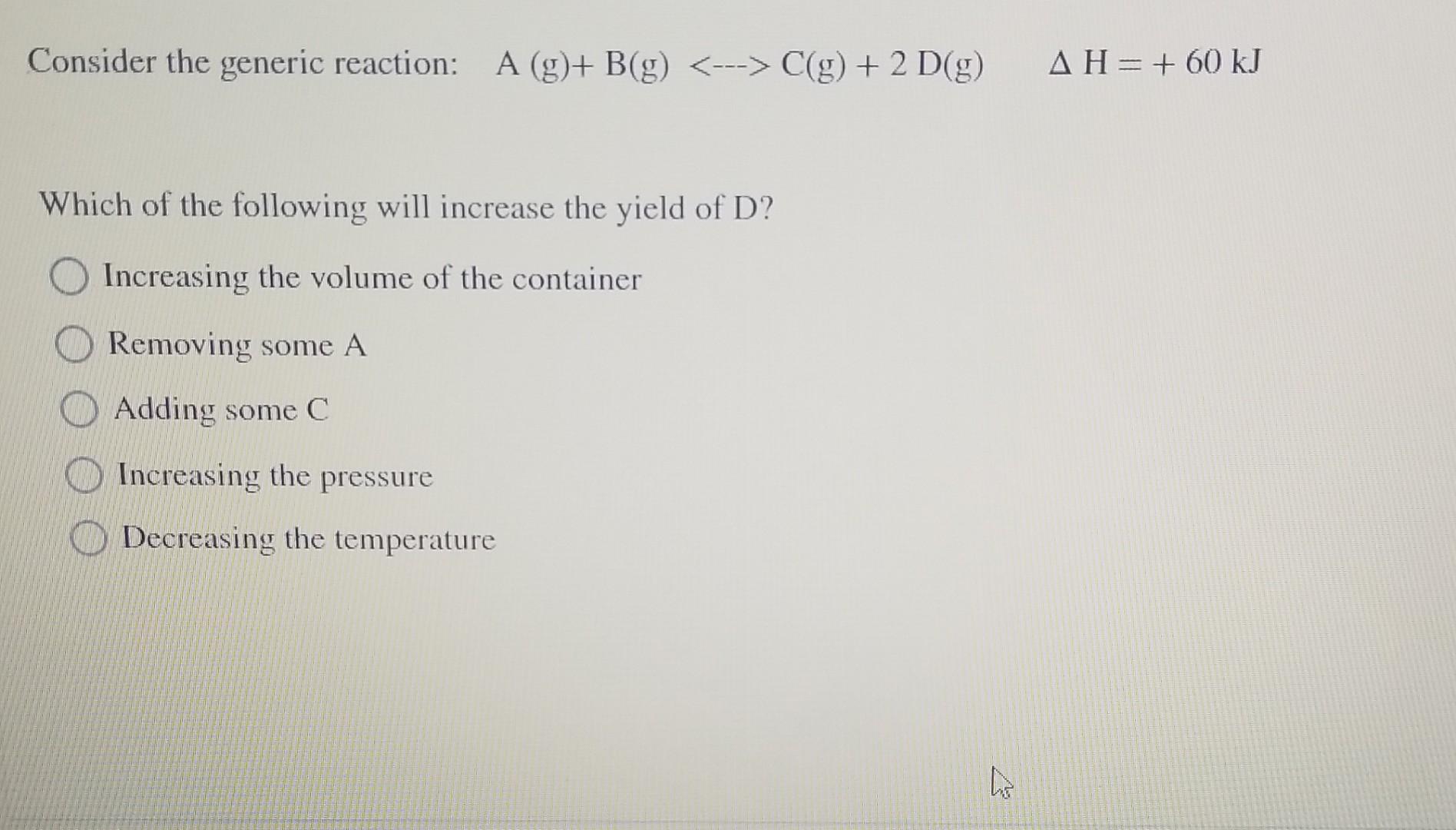 Solved Consider the generic reaction: | Chegg.com