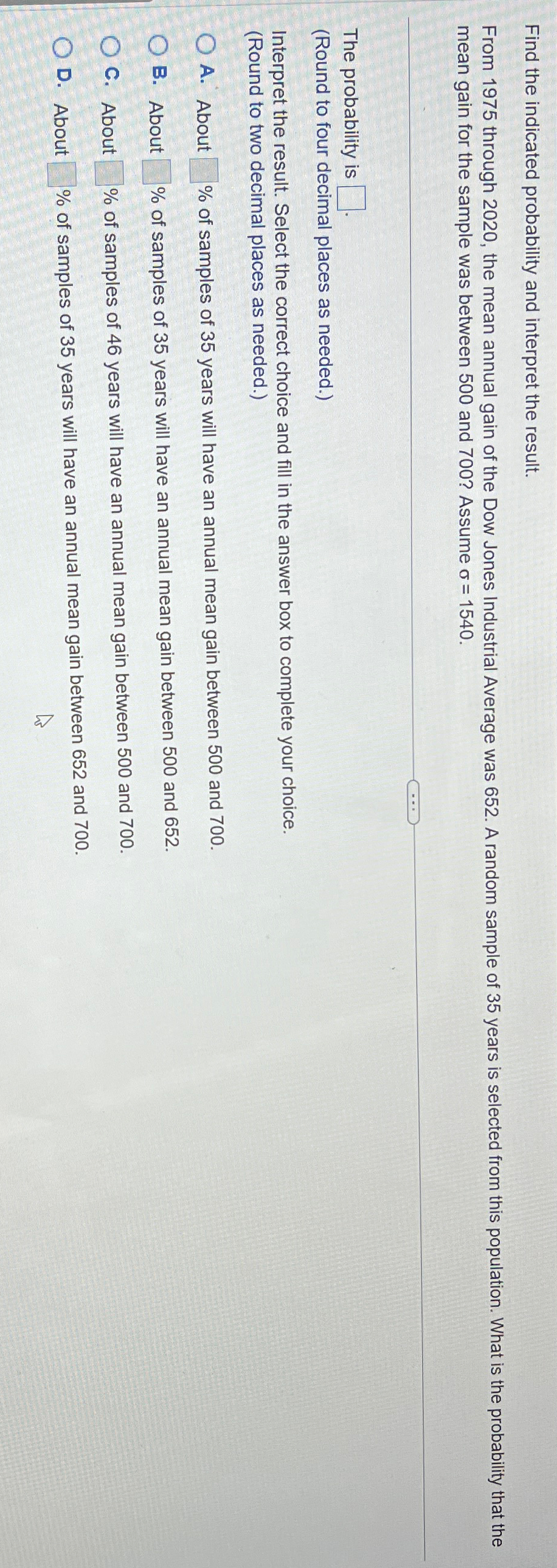 Solved Find the indicated probability and interpret the | Chegg.com