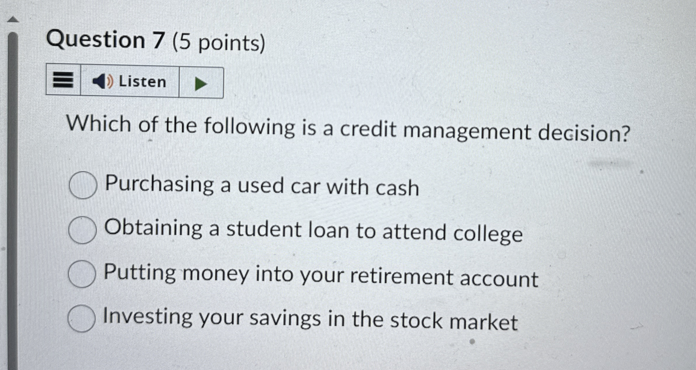 Solved Question 7 (5 ﻿points)Which of the following is a | Chegg.com