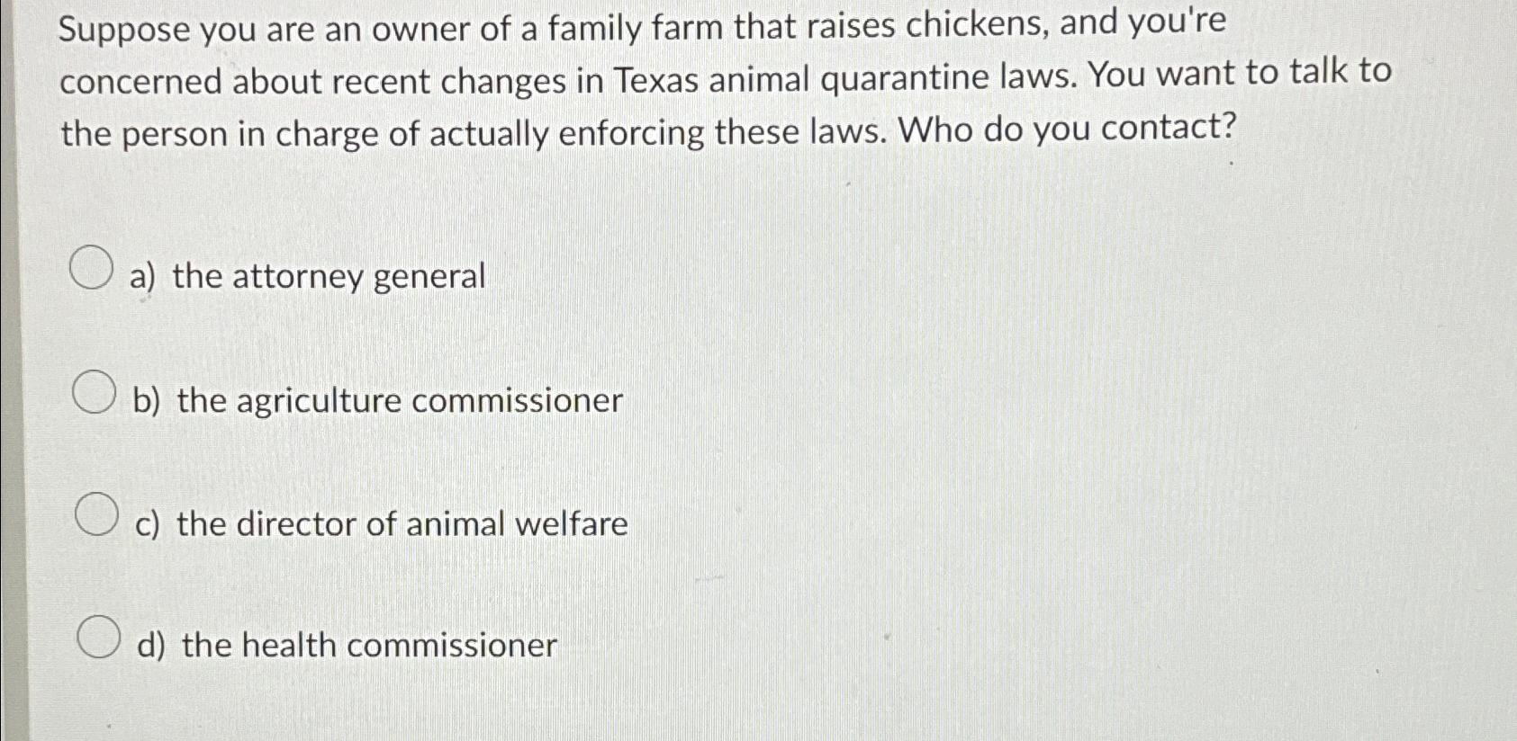 Solved Suppose you are an owner of a family farm that raises