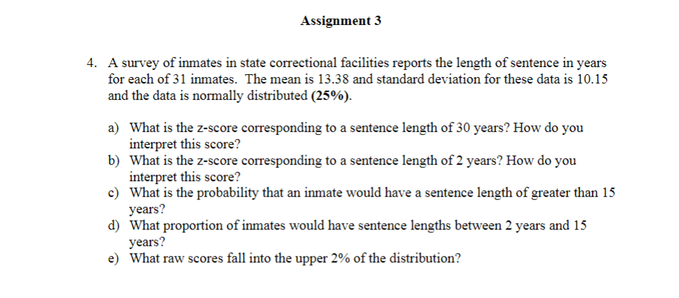 Solved Assignment 3A survey of inmates in state correctional | Chegg.com