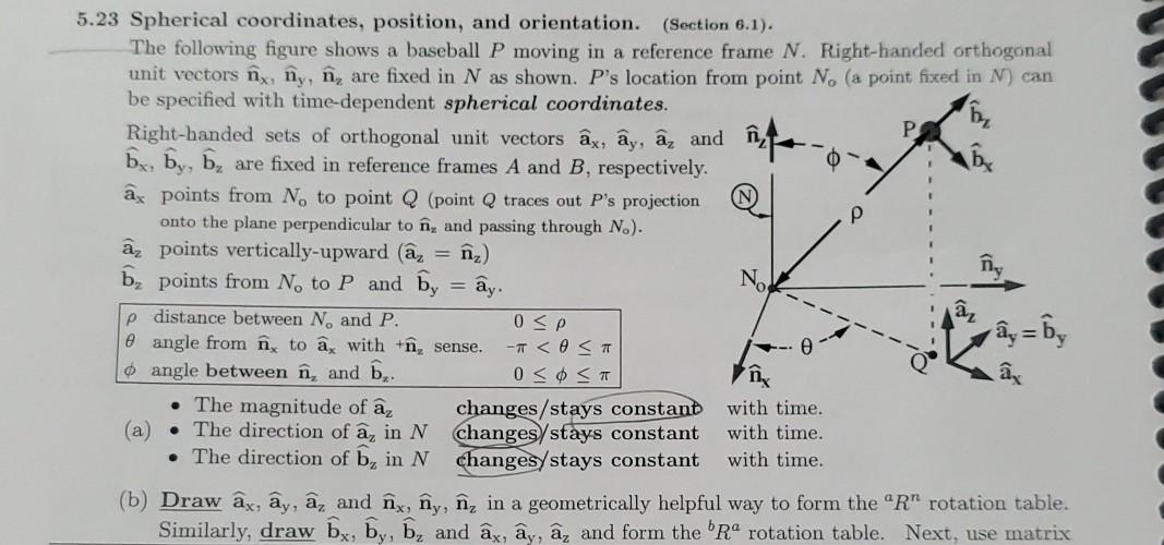 Solved p 5.23 Spherical coordinates, position, and | Chegg.com
