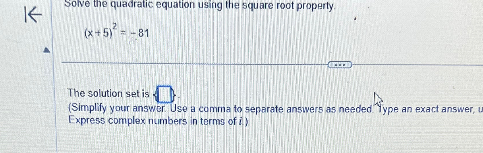 Solved Solve the quadratic equation using the square root | Chegg.com