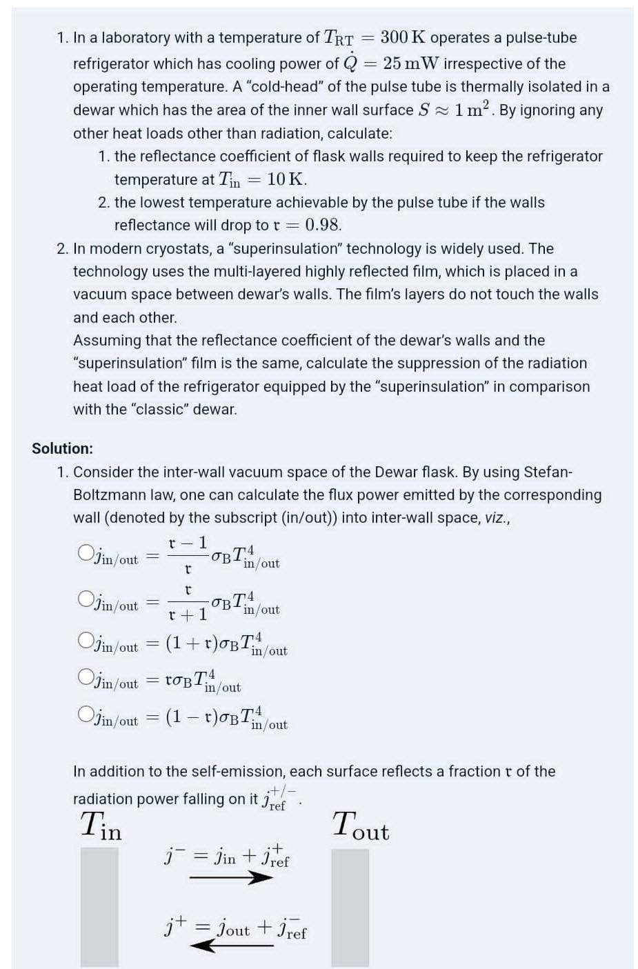 Solved 1. In a laboratory with a temperature of TRT=300 K | Chegg.com